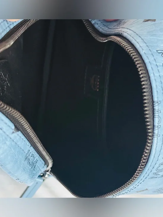 Authentic MCM Stark Mini Backpack Blue Visetos Studded 8x10x4 clean + Dust Bag - Picture 14 of 16